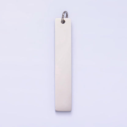 Stainless Steel Long Minimalist Geometric Rectangle Charm in Gold &amp; Silver | P714