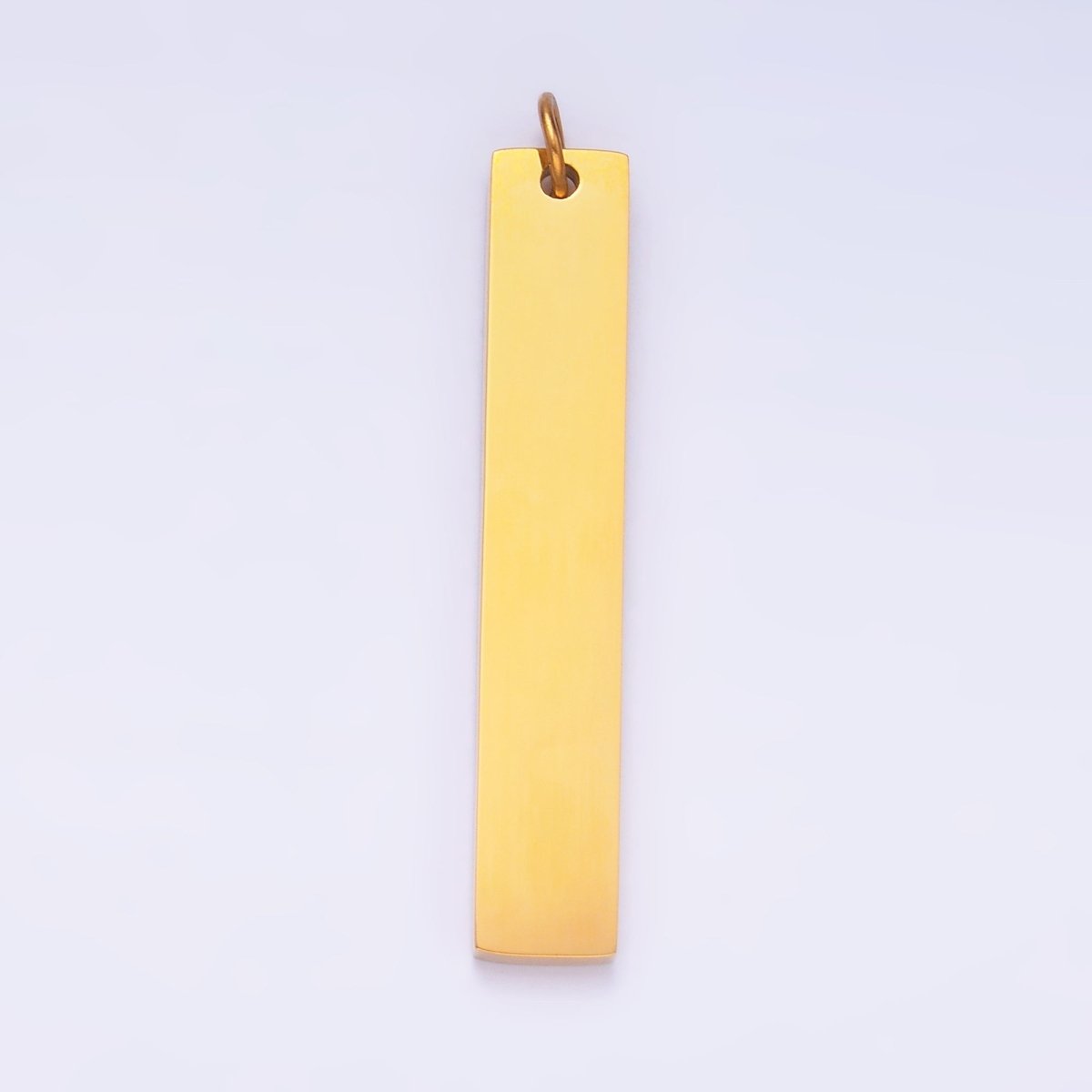 Stainless Steel Long Minimalist Geometric Rectangle Charm in Gold &amp; Silver | P714