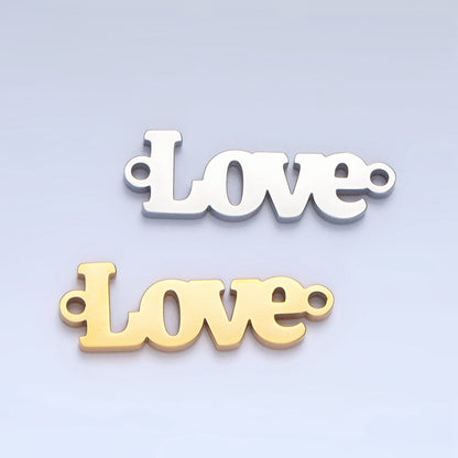 Stainless Steel 22mm "Love" Script Minimalist Connector in Gold &amp; Silver | F268