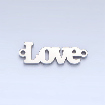 Stainless Steel 22mm "Love" Script Minimalist Connector in Gold &amp; Silver | F268