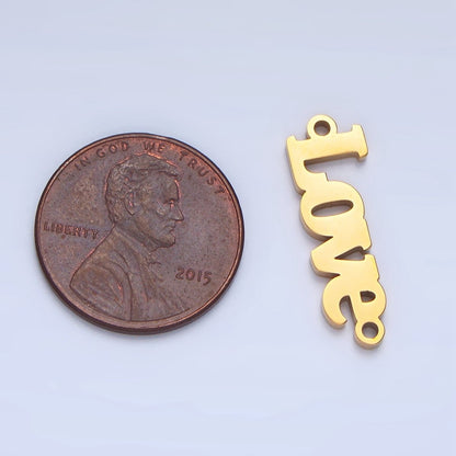Stainless Steel 22mm "Love" Script Minimalist Connector in Gold &amp; Silver | F268