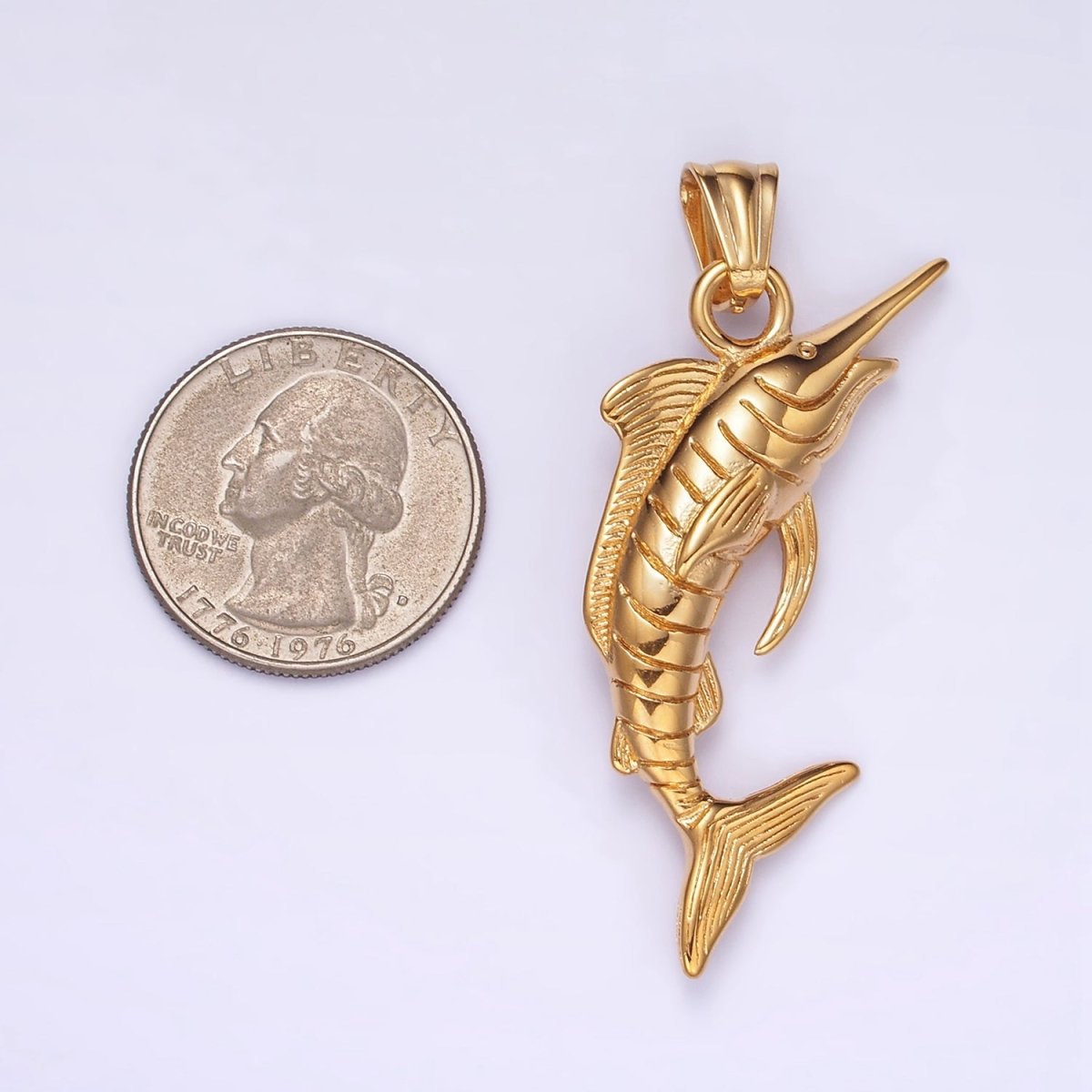 Stainless Steel Marlin Fish Charms Pendant in Gold &amp; Silver | P1441