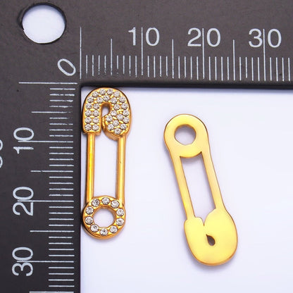 Stainless Steel Micro Paved CZ Safety Pin Charm | P1387