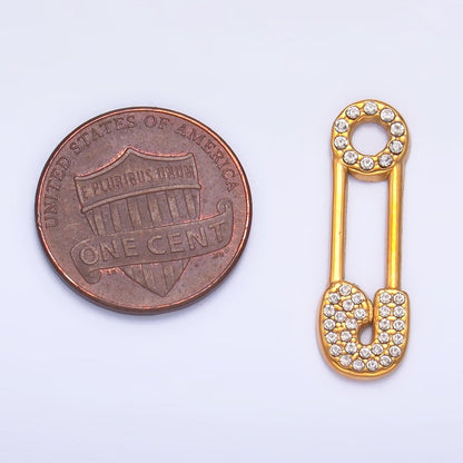Stainless Steel Micro Paved CZ Safety Pin Charm | P1387