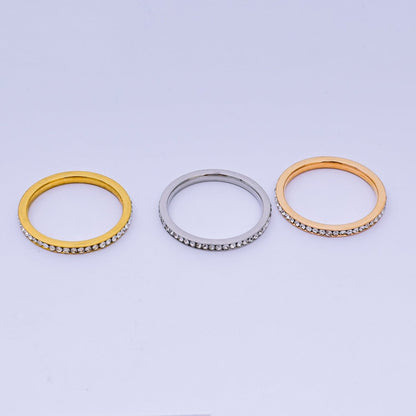Stainless Steel Micro Paved CZ Sets Mix Metal Trinity Ring | O1458 - O1460