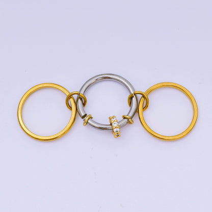 Stainless Steel Micro Paved CZ Three-in-One Simple Round Ring | O-1445