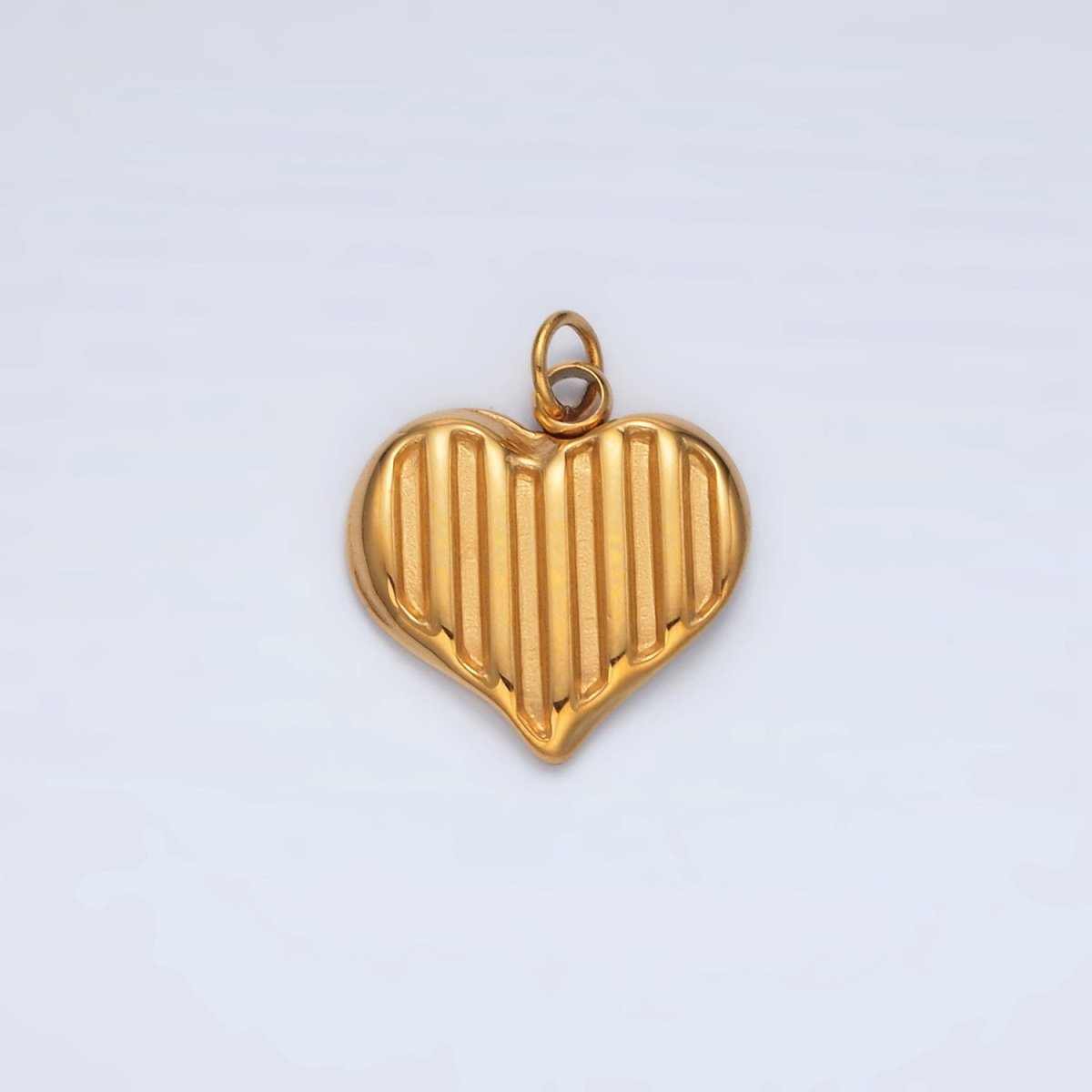 Stainless Steel Mini Bar Lined Heart Charm | P1046