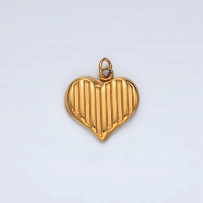 Stainless Steel Mini Bar Lined Heart Charm | P1046