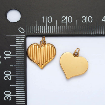 Stainless Steel Mini Bar Lined Heart Charm | P1046
