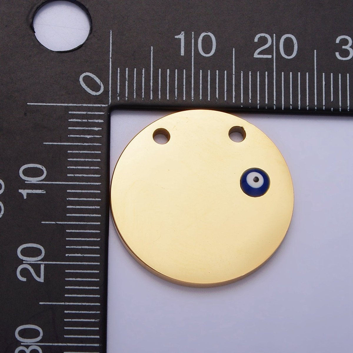 Stainless Steel Mini Evil Eye Round Disc Charm in Gold &amp; Silver | P885