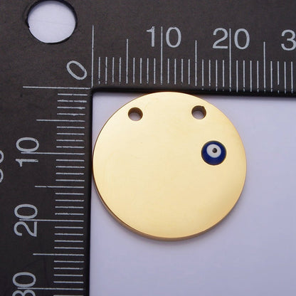 Stainless Steel Mini Evil Eye Round Disc Charm in Gold &amp; Silver | P885