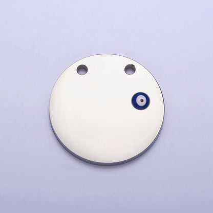 Stainless Steel Mini Evil Eye Round Disc Charm in Gold &amp; Silver | P885