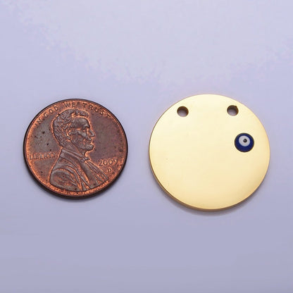 Stainless Steel Mini Evil Eye Round Disc Charm in Gold &amp; Silver | P885