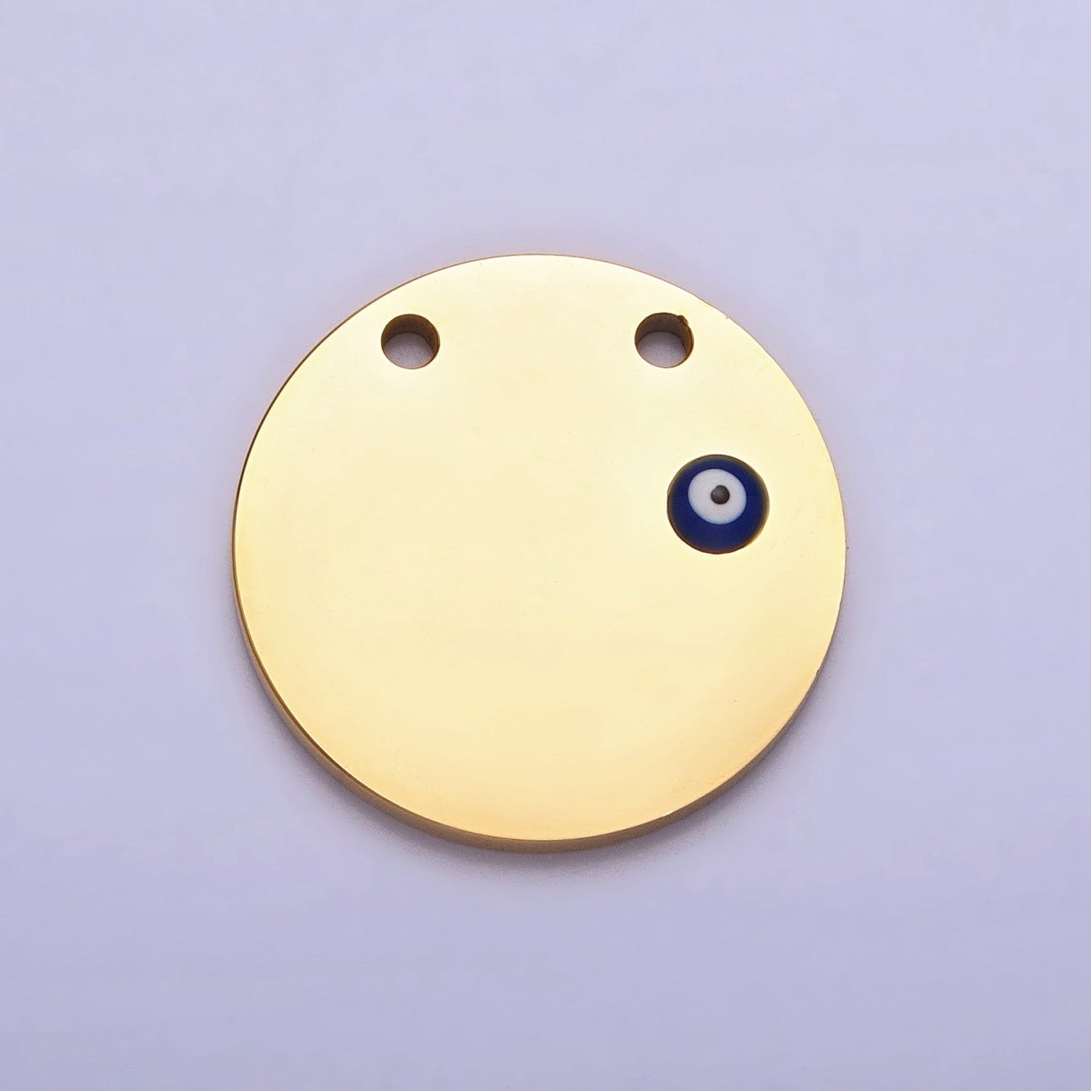 Stainless Steel Mini Evil Eye Round Disc Charm in Gold &amp; Silver | P885