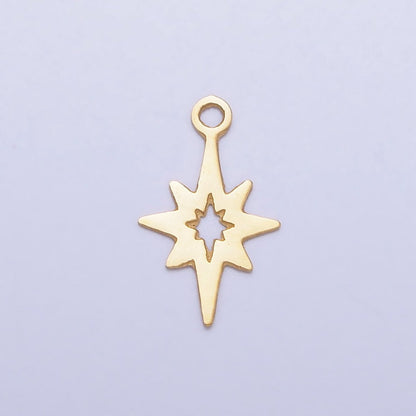 Stainless Steel Mini Open North Star Celestial Add-On Charm in Gold &amp; Silver | P-902