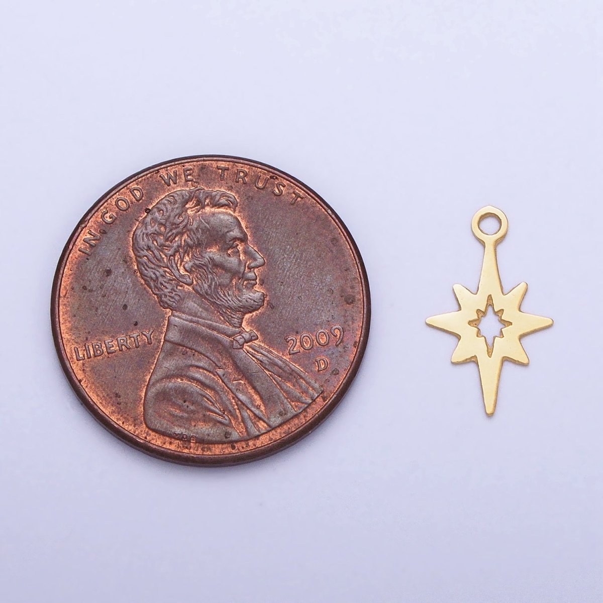 Stainless Steel Mini Open North Star Celestial Add-On Charm in Gold &amp; Silver | P-902