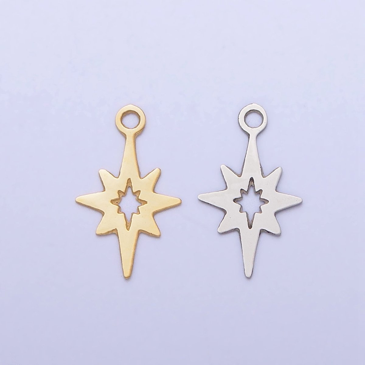 Stainless Steel Mini Open North Star Celestial Add-On Charm in Gold &amp; Silver | P-902