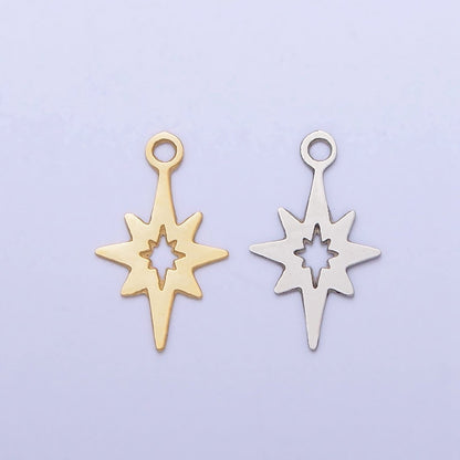 Stainless Steel Mini Open North Star Celestial Add-On Charm in Gold &amp; Silver | P-902