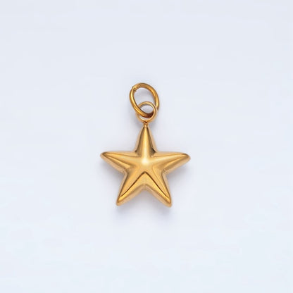 Stainless Steel Mini Puffed Celestial Star Charm | P567