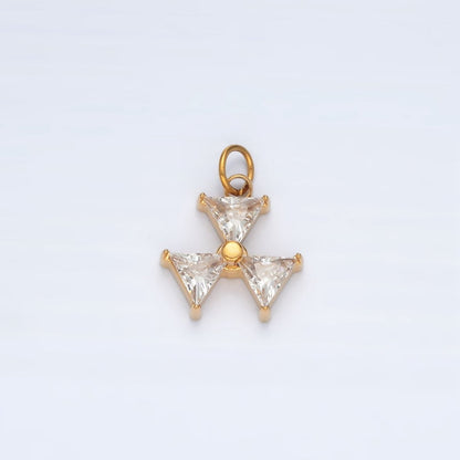 Stainless Steel Mini Triple Triangle CZ Add-On Charm | P1035
