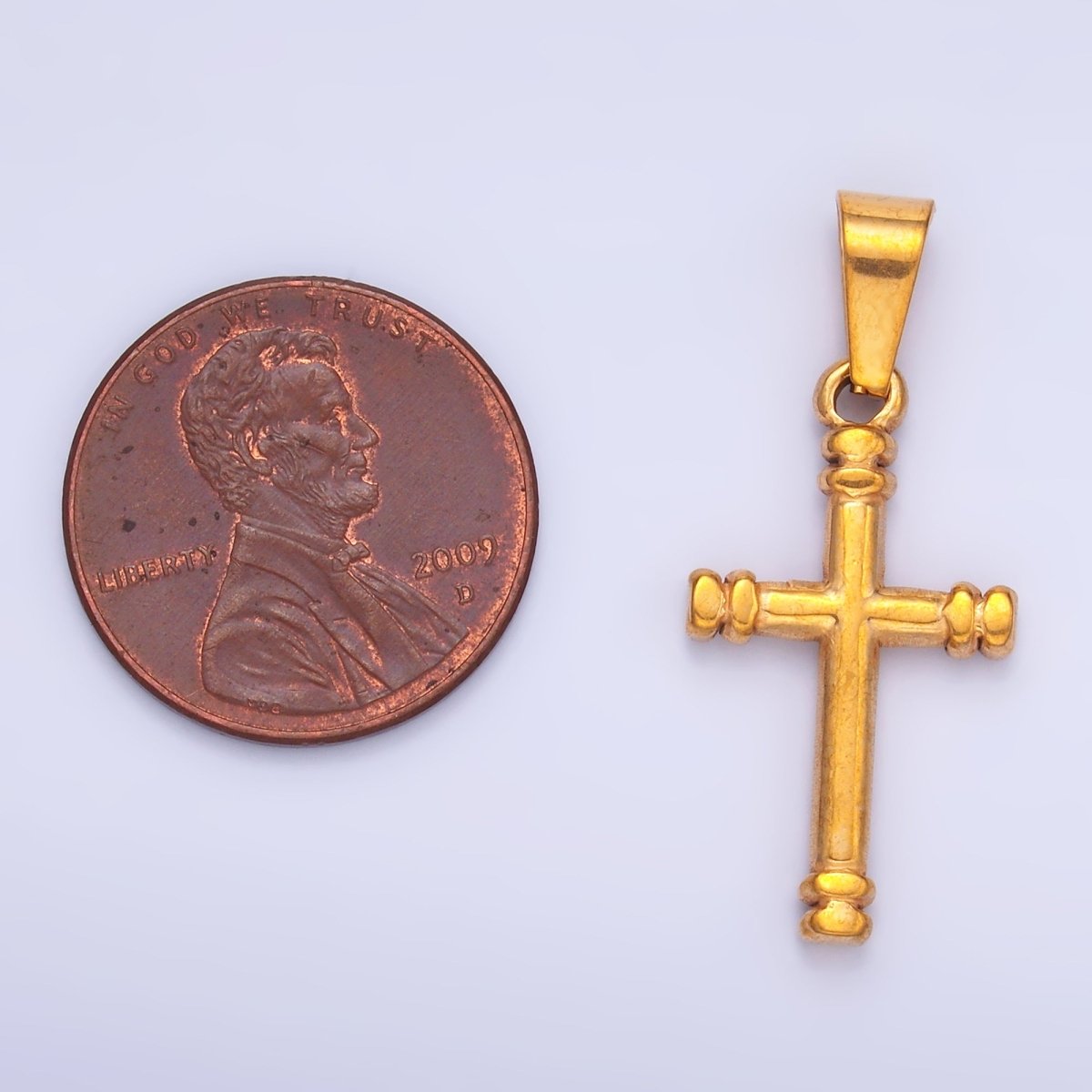 Stainless Steel Minimalist Lined Cross Pendant | P1548