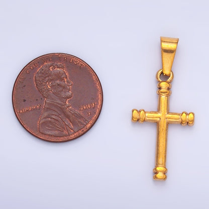 Stainless Steel Minimalist Lined Cross Pendant | P1548