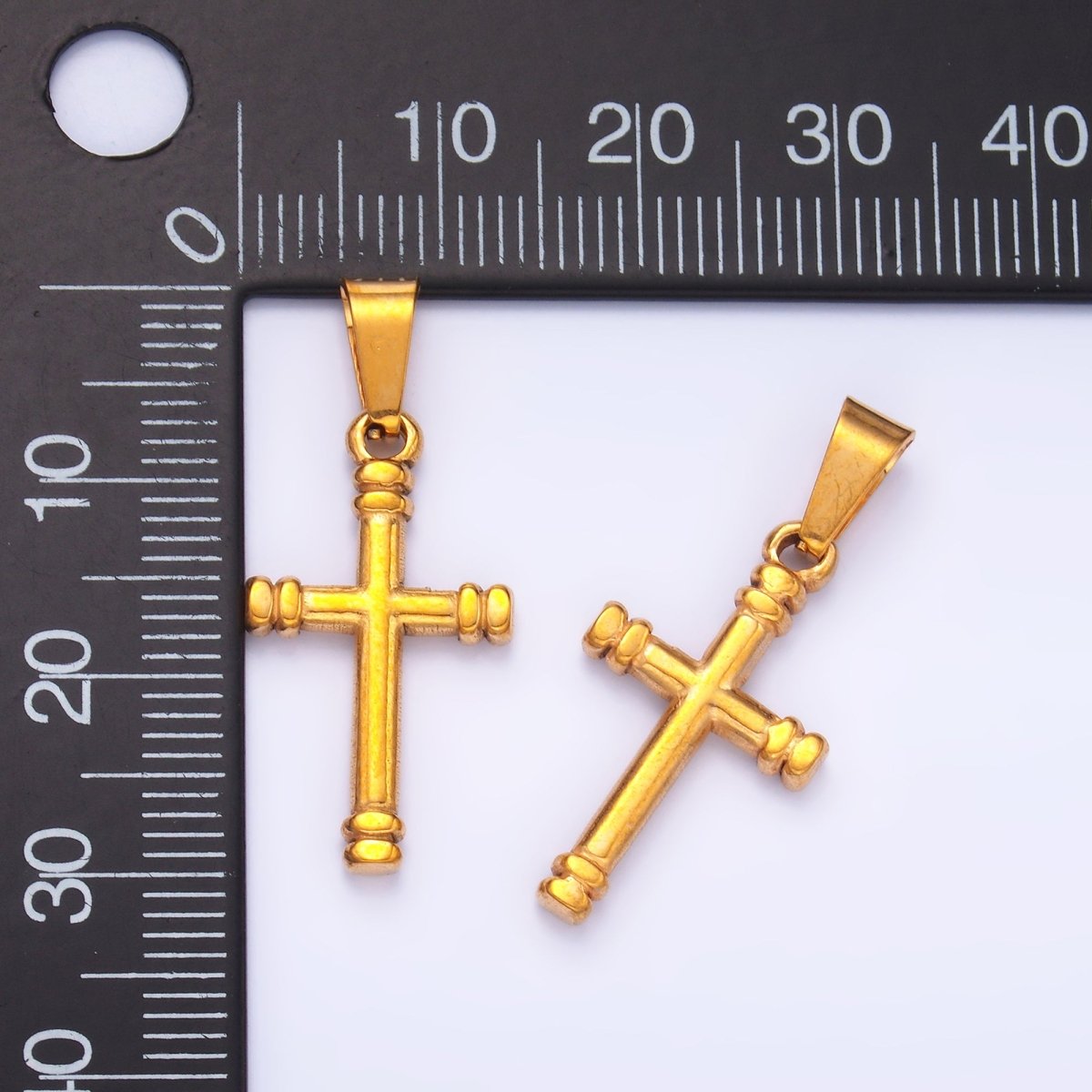Stainless Steel Minimalist Lined Cross Pendant | P1548