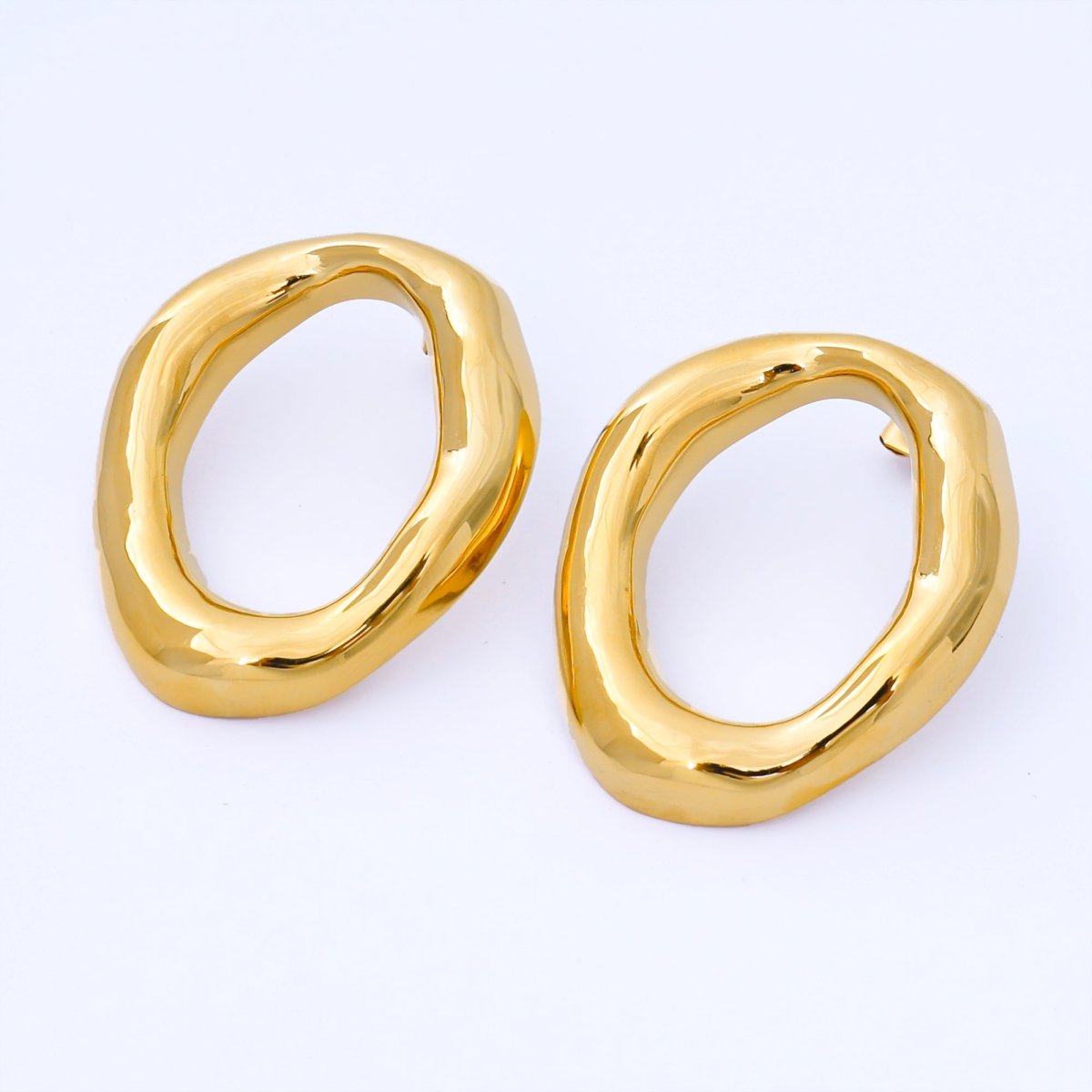 Stainless Steel Minimalist Molten Round Stud Earrings | AB746