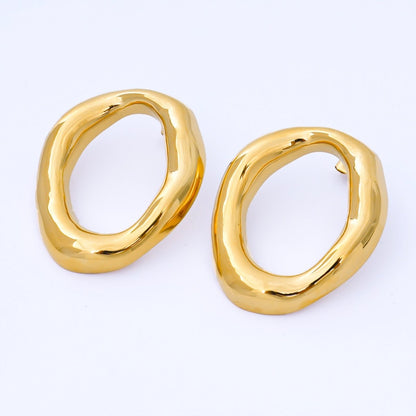 Stainless Steel Minimalist Molten Round Stud Earrings | AB746