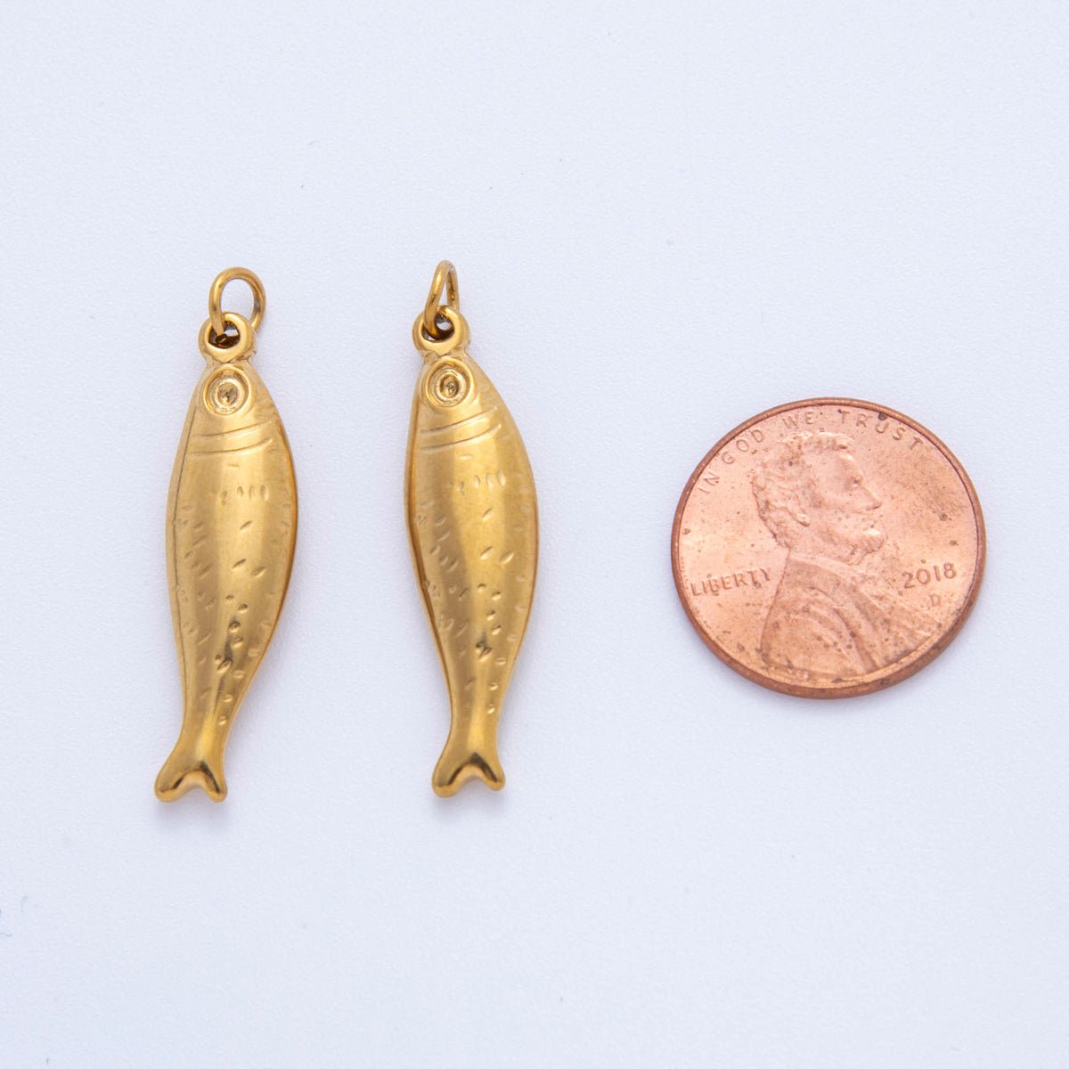 Stainless Steel Minimalist Multidimensional 3D Sardine Fish Charm | AF393