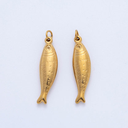 Stainless Steel Minimalist Multidimensional 3D Sardine Fish Charm | AF393
