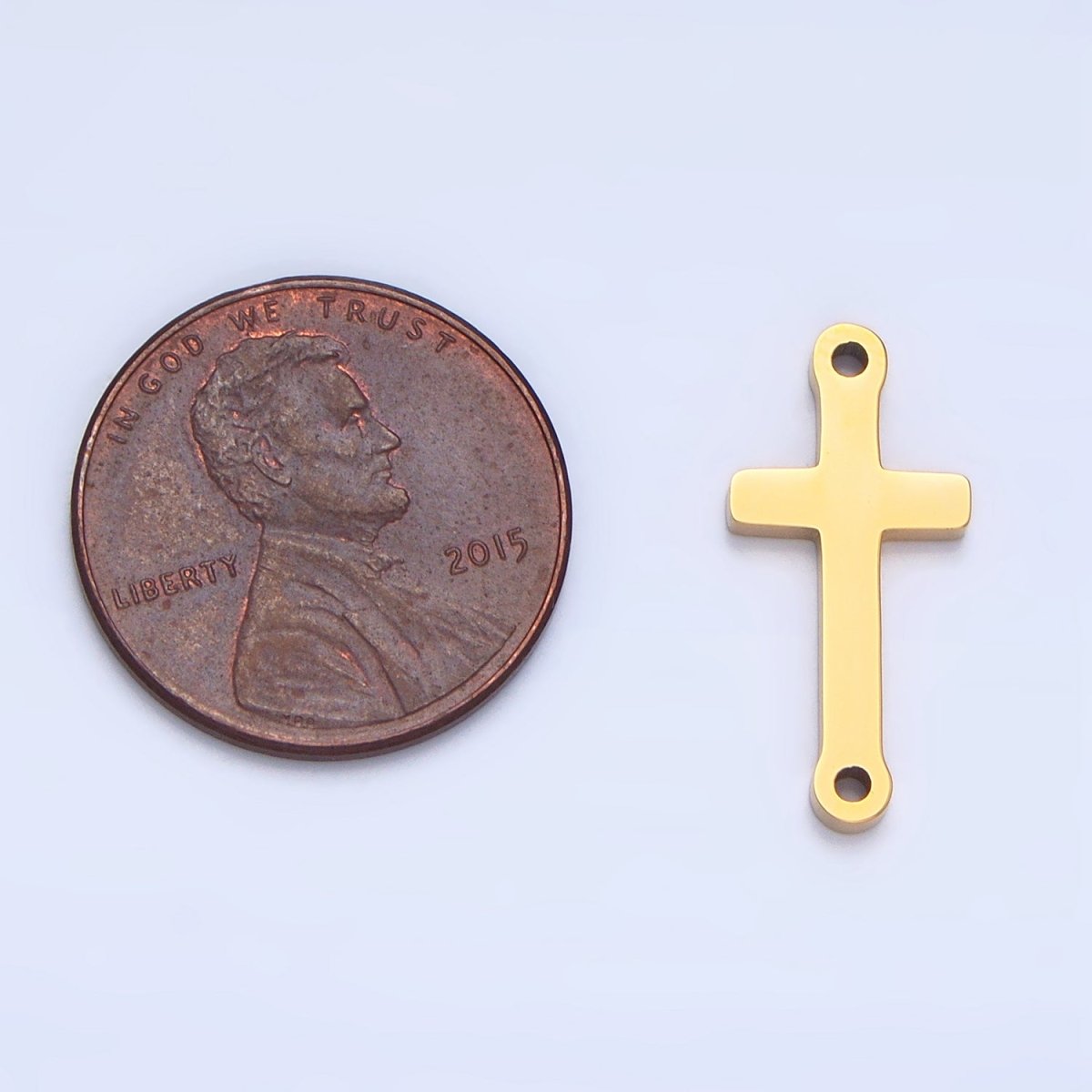 Stainless Steel 20mm Minimalist Religious Cross Connector in Gold &amp; Silver | F366