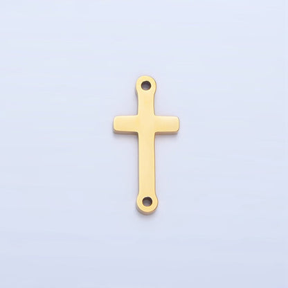 Stainless Steel 20mm Minimalist Religious Cross Connector in Gold &amp; Silver | F366