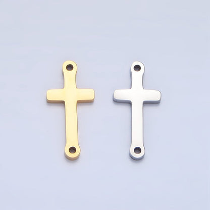 Stainless Steel 20mm Minimalist Religious Cross Connector in Gold &amp; Silver | F366