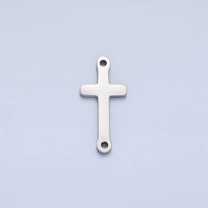 Stainless Steel 20mm Minimalist Religious Cross Connector in Gold &amp; Silver | F366