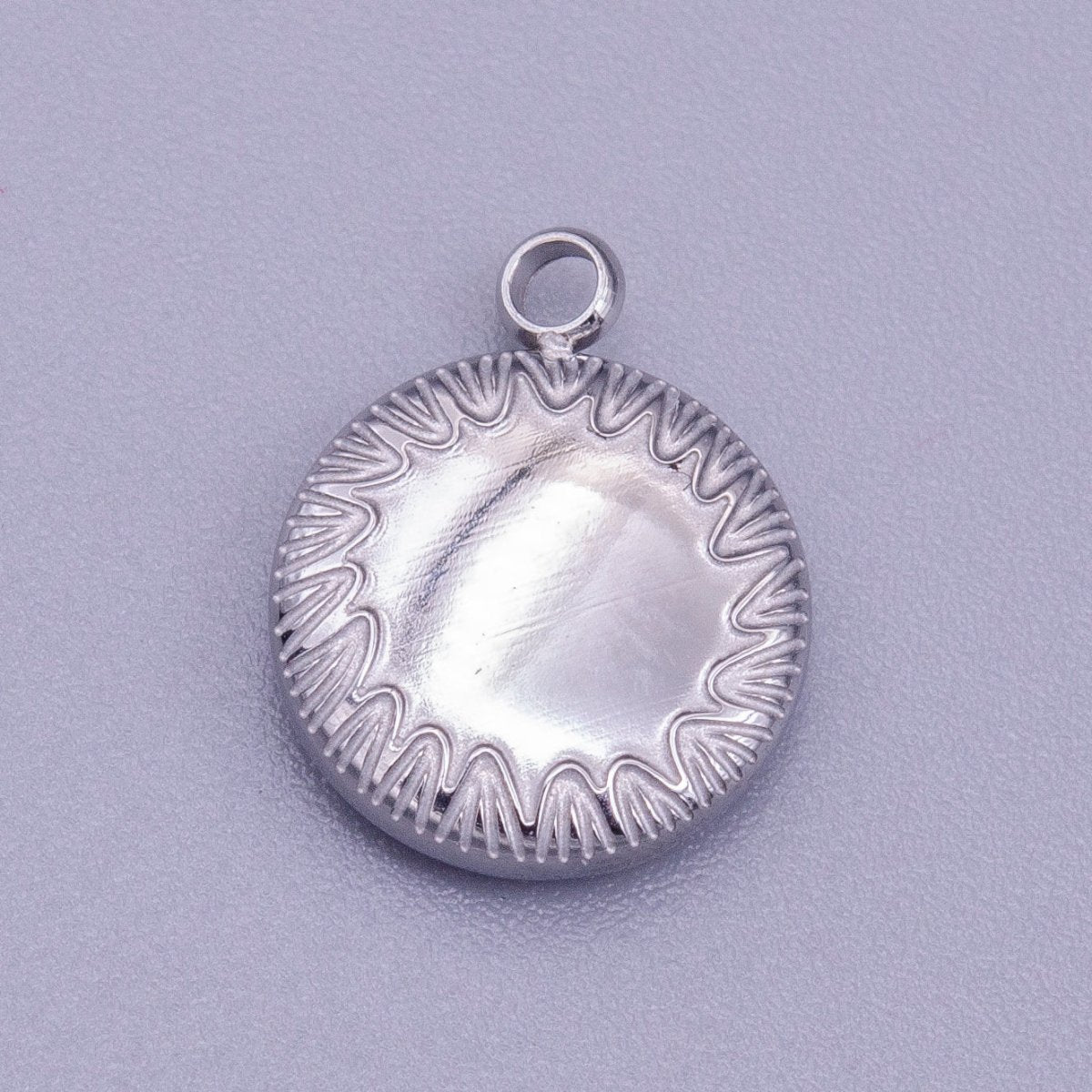 Stainless Steel Minimalist Round Line-Engraved Charm in Gold &amp; Silver | P-911