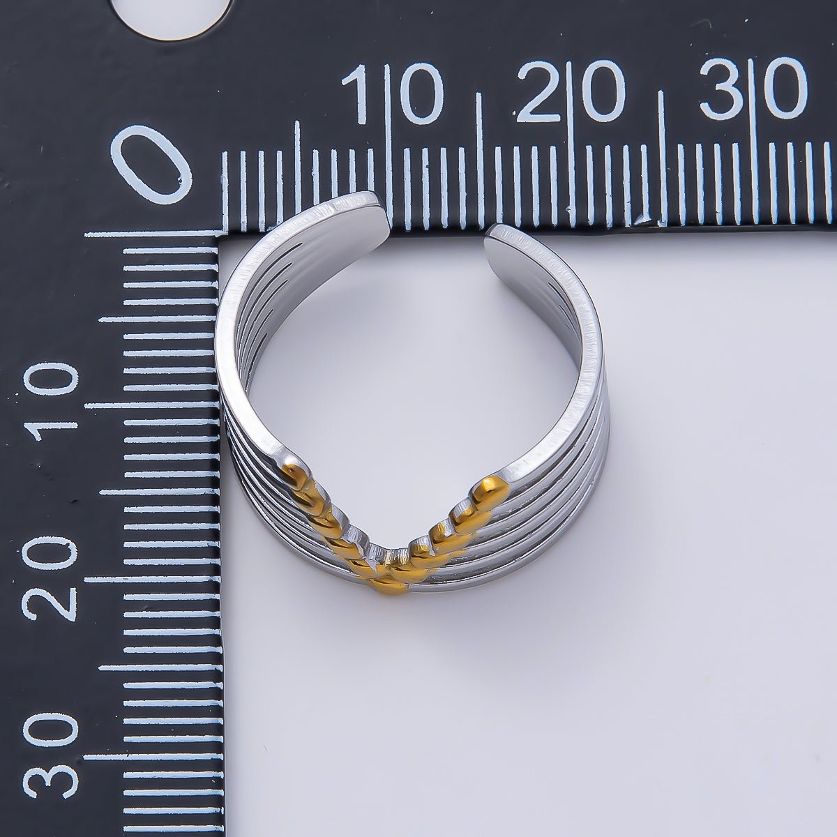 Stainless Steel Mixed Metal Geometric Multi Band Ring | Rings-00185