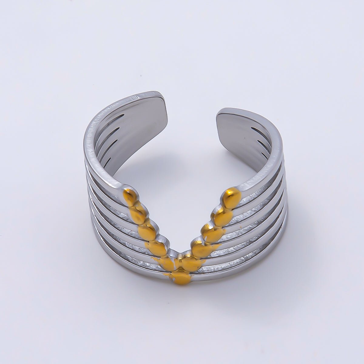 Stainless Steel Mixed Metal Geometric Multi Band Ring | Rings-00185
