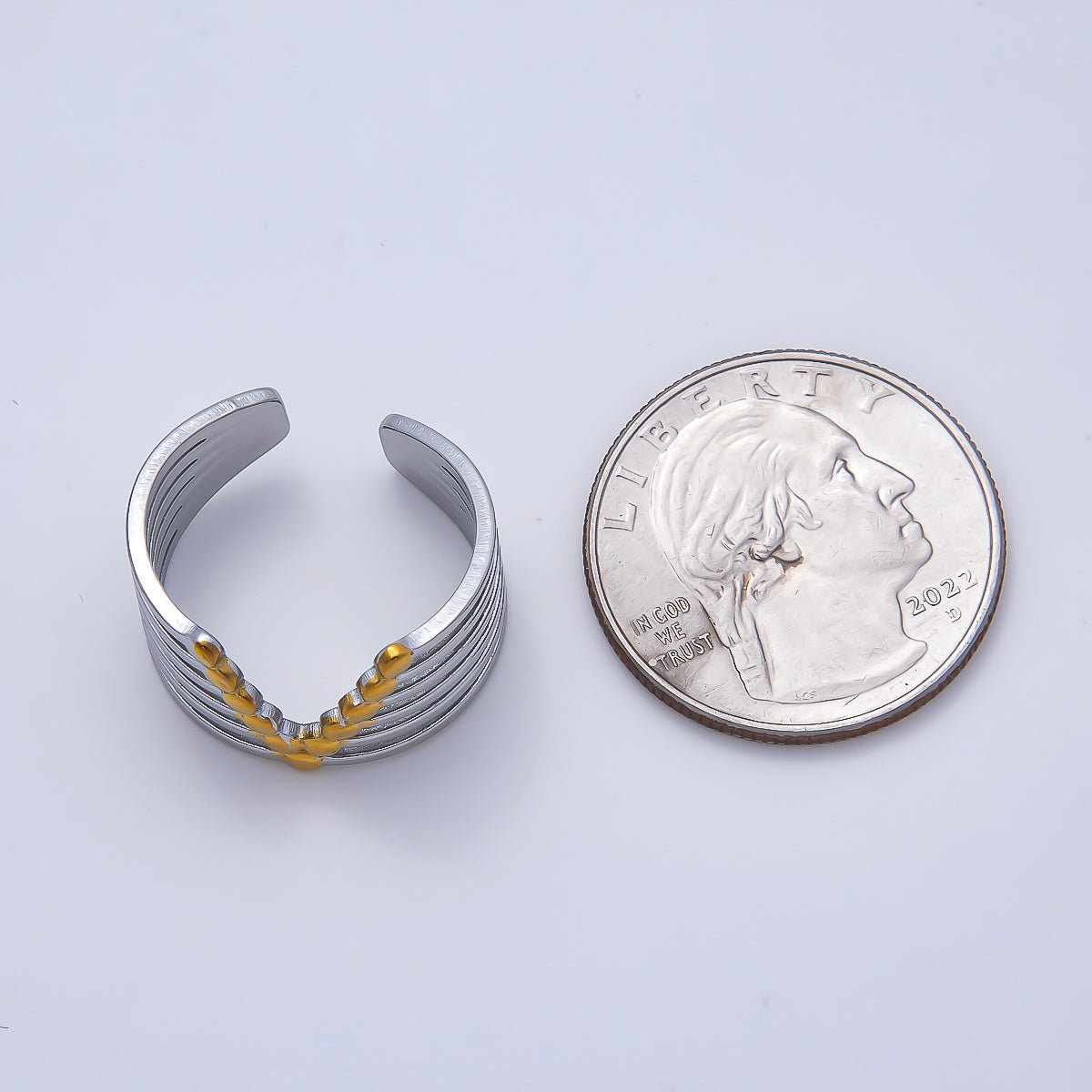 Stainless Steel Mixed Metal Geometric Multi Band Ring | Rings-00185