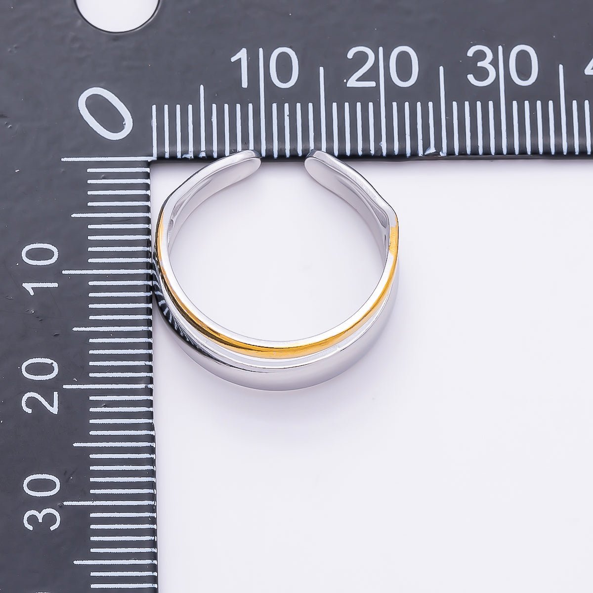 Stainless Steel Mixed Metal Minimalist Double Band Ring | Rings-00187