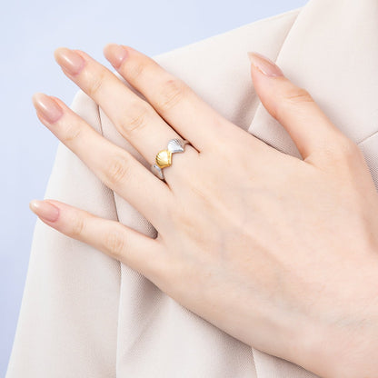 Stainless Steel Mixed Metal Minimalist Triple Scallop Sea Shell Ring | Rings-00190