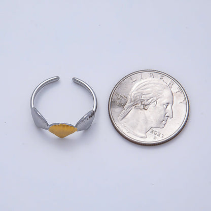 Stainless Steel Mixed Metal Minimalist Triple Scallop Sea Shell Ring | Rings-00190