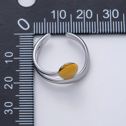 Stainless Steel Mixed Metal Molten Oval Double Band Ring | Rings-00184