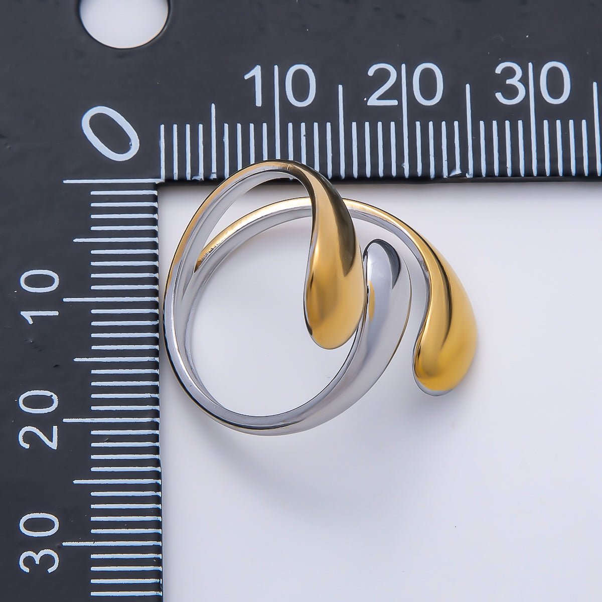 Stainless Steel Mixed Metal Molten Wrap Triple Band Ring | Rings-00179