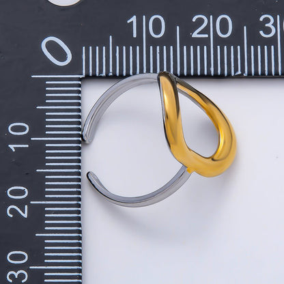 Stainless Steel Mixed Metal Open Molten Oval Ring | Rings-00175