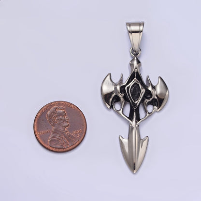 Stainless Steel Molten Artisan Bat Wings Sharp Arrow Passion Cross Pendant | P-817