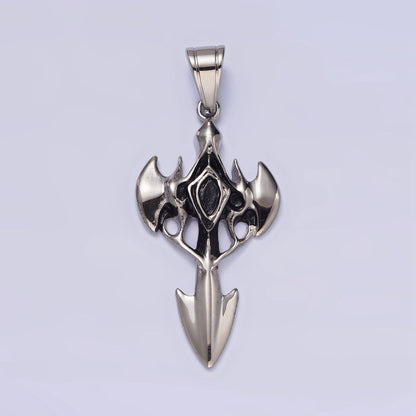 Stainless Steel Molten Artisan Bat Wings Sharp Arrow Passion Cross Pendant | P-817