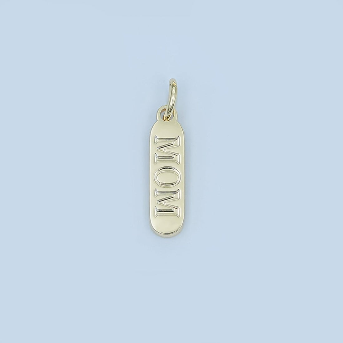 Stainless Steel "MOM" Script Tag Mini Charm | P953