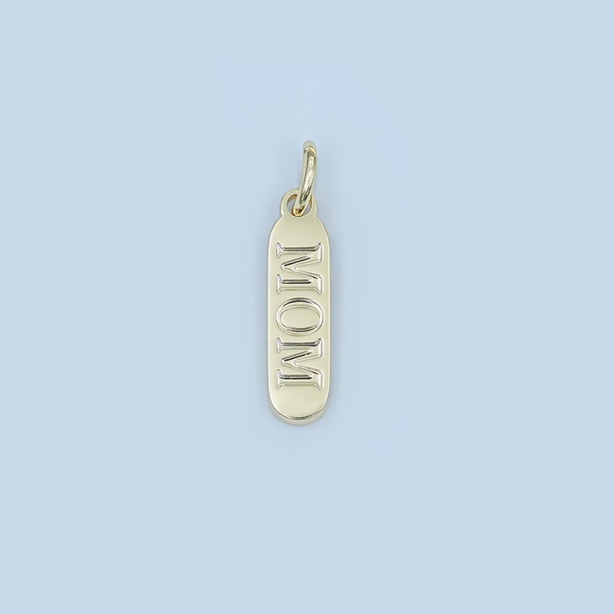 Stainless Steel "MOM" Script Tag Mini Charm | P953