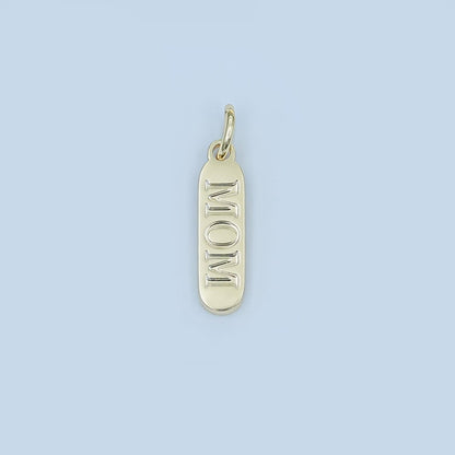 Stainless Steel "MOM" Script Tag Mini Charm | P953
